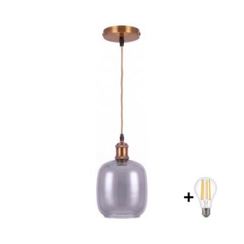 BRILAGI -LED Kábeles függőlámpa RETRO GLASS 1xE27/60W/230V átmérő 14 cm arany/füstszürke NSTK7758+AI0178 kép