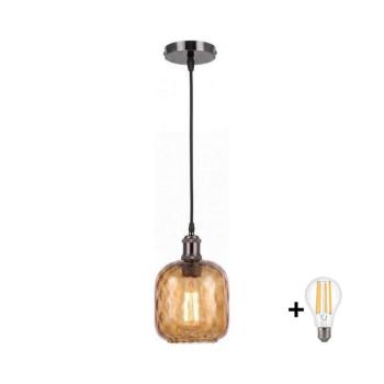BRILAGI - LED kábeles függőlámpa RETRO GLASS 1xE27/60W/230V pr.14cm fekete/füstbarna NSTK7703+AI0177 kép