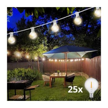 BRILAGI - LED kültéri dekorációs fényfüzér GIRLANDA 25xE12 20m fehér IP44 meleg fehér WO794-W-OEM1 kép