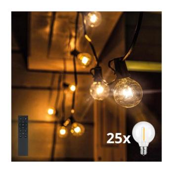 BRILAGI - LED kültéri dekorációs fényfüzér GIRLANDA 25xE12 20m fekete IP44 meleg fehér+távirányító WO794-1-OEM2-DO kép