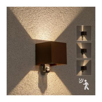 BRILAGI - LED kültéri fali lámpa érzékelővel CUBE LED/6W/230V barna IP65 WO-HR60432S-LED-OEM-RUST kép
