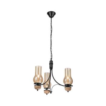 BRILAGI - LED láncos csillár COTTAGE 3xE14/40W/230V tölgy/fekete/füstös bézs BG1520+3xBG2273 kép