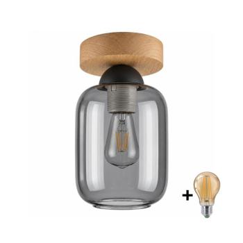 BRILAGI - LED mennyezeti lámpa R GLASS 1xE27/60W/230V átm. 14 cm tölgy/füstszürke BG3985+NSTK7757 kép