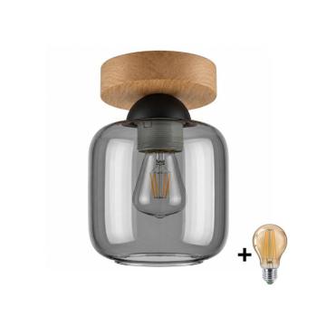 BRILAGI - LED Mennyezeti lámpa R GLASS 1xE27/60W/230V átm. 14 cm tölgy/füstszürke BG3985+NSTK7758 kép