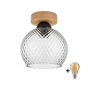BRILAGI - LED mennyezeti lámpa R GLASS 1xE27/60W/230V átm. 18 cm tölgy/füstszürke BG3985+NSTK7466 kép