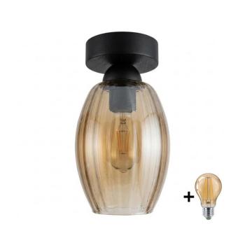BRILAGI - LED mennyezeti lámpa R GLASS 1xE27/60W/230V Ø 17 cm fekete/füstös bézs BG3988+NSTK7499 kép