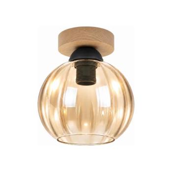 BRILAGI - LED mennyezeti lámpa R GLASS 1xE27/60W/230V Ø 18 cm tölgy/füstös bézs BG3985+NSTK7482 kép