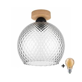 BRILAGI - LED mennyezeti lámpa R GLASS 1xE27/60W/230V Ø 25 cm tölgy/füstszürke BG3985+NSTK7486 kép