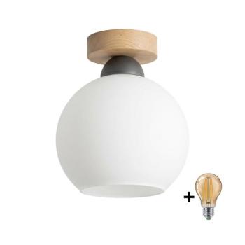 BRILAGI - LED mennyezeti lámpa RETRO GLASS 1xE27/60W/230V átm. 15 cm tölgy/fehér BG3985+NSTK7432 kép