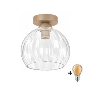 BRILAGI - LED mennyezeti lámpa RETRO GLASS 1xE27/60W/230V átm. 25 cm bézs/átlátszó BG3994+NSTK7491 kép