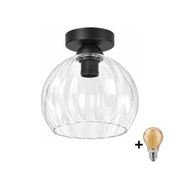 BRILAGI - LED mennyezeti lámpa RETRO GLASS 1xE27/60W/230V átm. 25 cm fekete/átlátszó BG3988+NSTK7491 kép