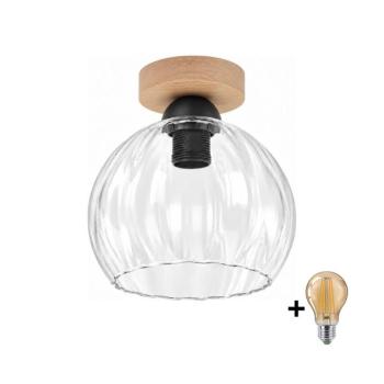 BRILAGI - LED mennyezeti lámpa RETRO GLASS 1xE27/60W/230V átm. 25 cm tölgy/átlátszó BG3985+NSTK7491 kép