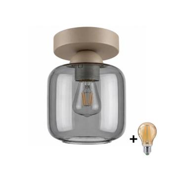 BRILAGI - LED Mennyezeti lámpatest R GLASS 1xE27/60W/230V Ø 14 cm bézs/füstszürke BG3994+NSTK7758 kép