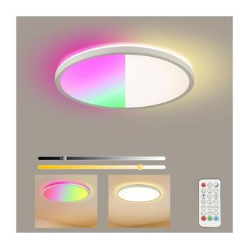 BRILAGI - LED RGB fényerőszabályozható világítótest ULTRA SLIM LED/18W/230V átm. 30 cm fehér+távirányító BRI238 kép