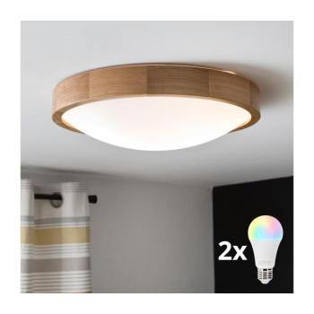 BRILAGI-LED RGBW Dimmelhető mennyezeti lámpa CARVALHO SLIM 2xE27/12W/230V tölgy átm. 37 cm BG0742+2xAI0819 kép
