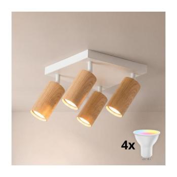BRILAGI - LED RGBW Dimmelhető spotlámpa SELE SQUARE 4xGU10/6,5W/230V fehér/tölgy BG5266+4xAI0589 kép