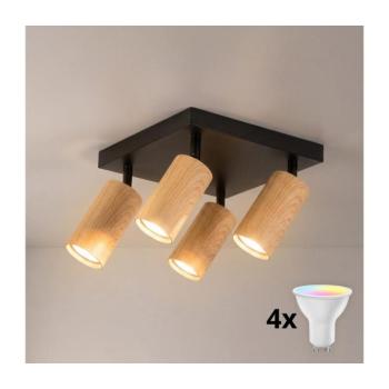 BRILAGI - LED RGBW dimmelhető spotlámpa SELE SQUARE 4xGU10/6,5W/230V fekete/tölgy BG5265+4xAI0589 kép