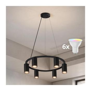 BRILAGI - LED RGBW Fényerőszabályozható kábeles csillár SELE 6xGU10/6,5W/230V fekete BG5280+AI2323 kép