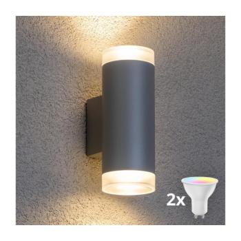 BRILAGI - LED RGBW kültéri fali lámpa MATERA 2xGU10/4,8W/230V szürke IP54 BG0980+2xAI2382 kép