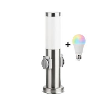 BRILAGI-LED RGBW kültéri lámpa 2 aljzattal, 1x E27/12W/230V, 40 cm, IP44, matt króm BG3941+AI0819 kép
