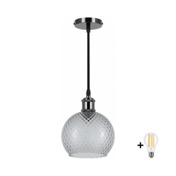 BRILAGI -LED Zsinóros csillár RETRO GLASS 1xE27/60W/230V Ø 18 cm fekete/füstszürke NSTK7466+AI0177 kép