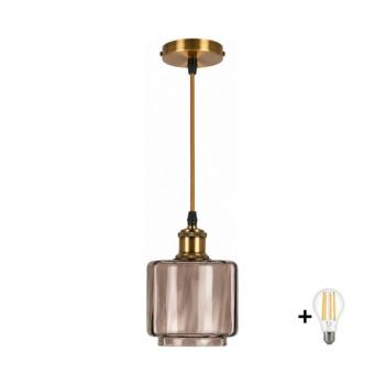BRILAGI-LED zsinóros függőlámpa RETRO GLASS 1xE27/60W/230V átmérő 15 cm arany/füstös bézs NSTK7399+AI0178 kép