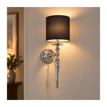 BRILAGI - NUBILA fali lámpa 1xE27/60W/230V fényes króm/fekete 1xEG78317+1xBG1581 kép