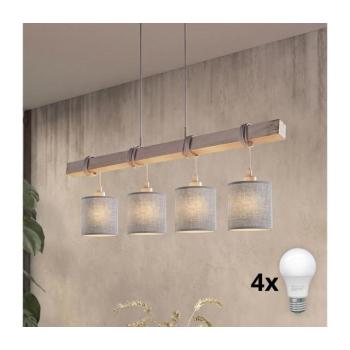BRILAGI - NUBILA LED csillár zsinóron 4xE27/60W/230V szürke 1xEG49927A+4xBG1582
