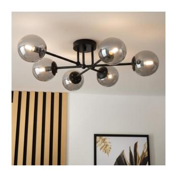 BRILAGI - Ráépített csillár MALIVA 6xE14/15W/230V fekete/füstszínű LM-6.220/CZARNY/GREY kép