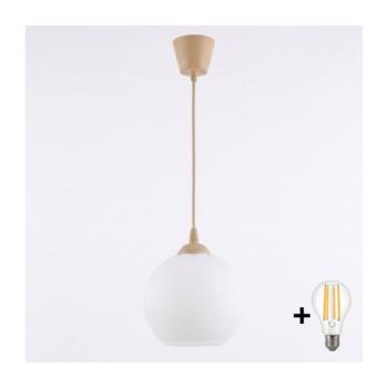 BRILAGI - RETRO GLASS LED kábeles függőlámpa 1xE27/60W/230V, átmérő 15 cm, bézs/fehér NSTK7432+TK8619A kép