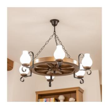 BRILAGI - ROATA láncos csillár 6xE14/40W/230V, átmérő 70 cm, bükk/dió EX-01054 kép