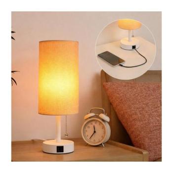 BRILAGI - TABLON asztali lámpa USB-porttal, 1x E27/25W/230V, fehér/bézs BG3667+BG3684 kép