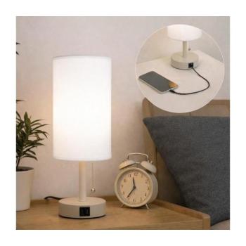 BRILAGI - TABLON asztali lámpa USB-porttal, 1xE27/25W/230V, bézs/fehér BG3668+BG3680 kép