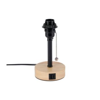 BRILAGI - TABLON asztali lámpa USB-porttal 1xE27/25W/230V tölgy/fekete BRI596 kép