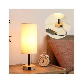 BRILAGI - TABLON asztali lámpa USB-porttal 1xE27/25W/230V tölgy/fekete/krémszínű BRI599 kép