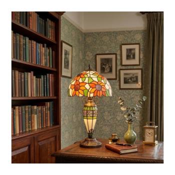 BRILAGI - Tiffany ólomüveg asztali lámpa SUNFLOWER 1xE27/60W/230V + 1xE14/40W BRT-8004E kép