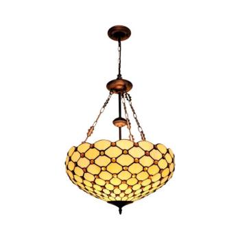 BRILAGI - Tiffany vitrázs csillár lánccal IVORY SMOOTH 3xE27/60W/230V átm.50 cm BRP-26413B kép