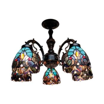 BRILAGI - Tiffany vitrázs felületre szerelt csillár CORAL 5xE27/60W/230V átm. 60 cm BRD-26415C/5xE27 kép