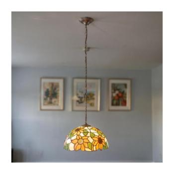 BRILAGI - Tiffany vitrázs láncos csillár SUNFLOWER 1x E27/60W/230V Ø 40 cm BRP-8004C kép