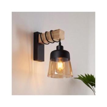 BRILAGI - WOOD GLASS fali lámpa 1xE27/60W/230V fenyő/fekete/füstös barna EG44078+NSTK7325 kép
