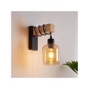 BRILAGI - WOOD GLASS fali lámpatest 1xE27/60W/230V fenyő/fekete/füstös barna EG44078+NSTK7765 kép