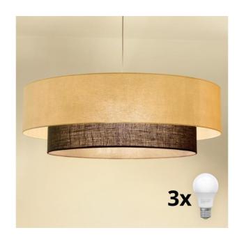 BRILAGI - Zsinóros LED csillár BOHO STYLE 3xE27/15W/230V átm. 80 cm krémszínű/barna 8590828028017 kép