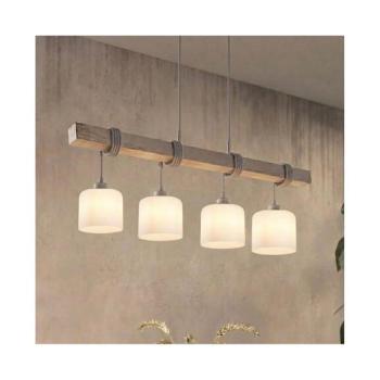 BRILAGI - Zsinórral függesztett csillár WOOD GLASS 4xE27/60W/230V fenyő/szürke/fehér EG49927A+4xNSTK7006 kép