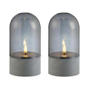 Brilliant - 2 db-os ILLUSION LED gyertya, LED/2xAA, IP44, szürke/füstölt fekete G40960/93 kép