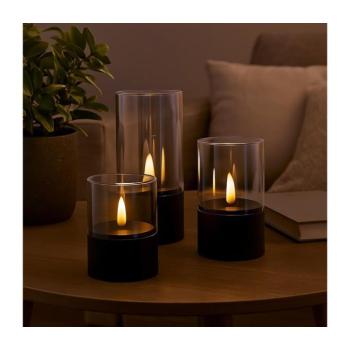Brilliant - 3 darabos BOUGIE LED gyertya szett LED/2xAA IP44, fekete/füstszínű G92635/06 kép