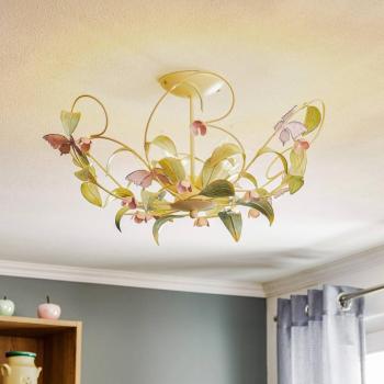 BUTTERFLY mennyezeti lámpa, krém/zöld/rózsaszín, rozsdamentes acél, 5 izzós kép