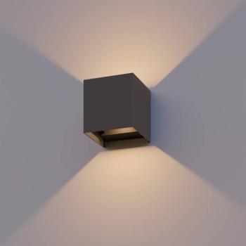 Calex LED kültéri falilámpa Cube, fel/le, magasság 10 cm, antracit kép
