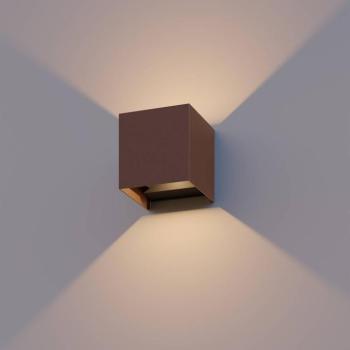 Calex LED kültéri falilámpa Cube, fel/le, magasság 10 cm, rozsdabarna kép