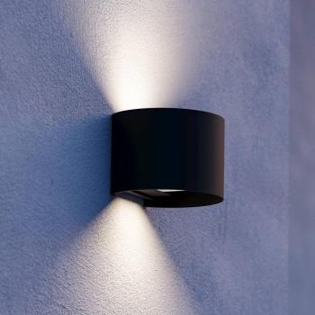 Calpino 3 LED kültéri falilámpa, fekete, szélesség 14 cm, 2 izzós kép