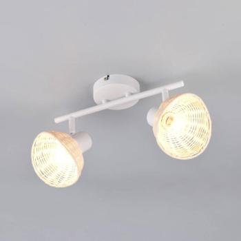 Calvi mennyezeti világítás, fehér, természetes rattan, hossza 40 cm, 2 izzós. kép